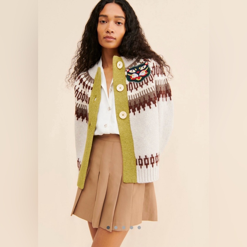 The Reeds Colorblocked Fair Isle Wool Cardigan